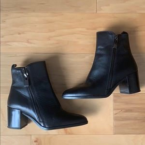 ZARA WOMAM BLACK ZIP BLOCK HEEL BOOTIES sz 35